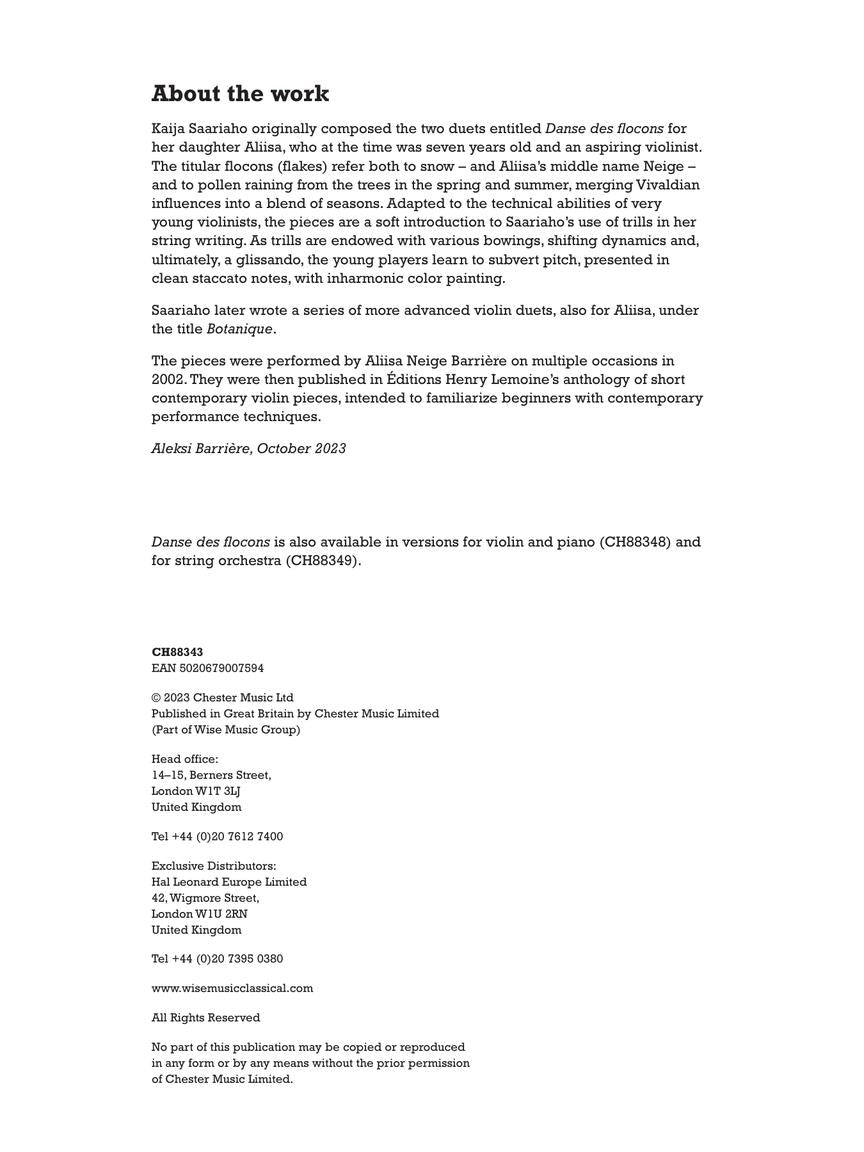 Saariaho: Danse des flocons