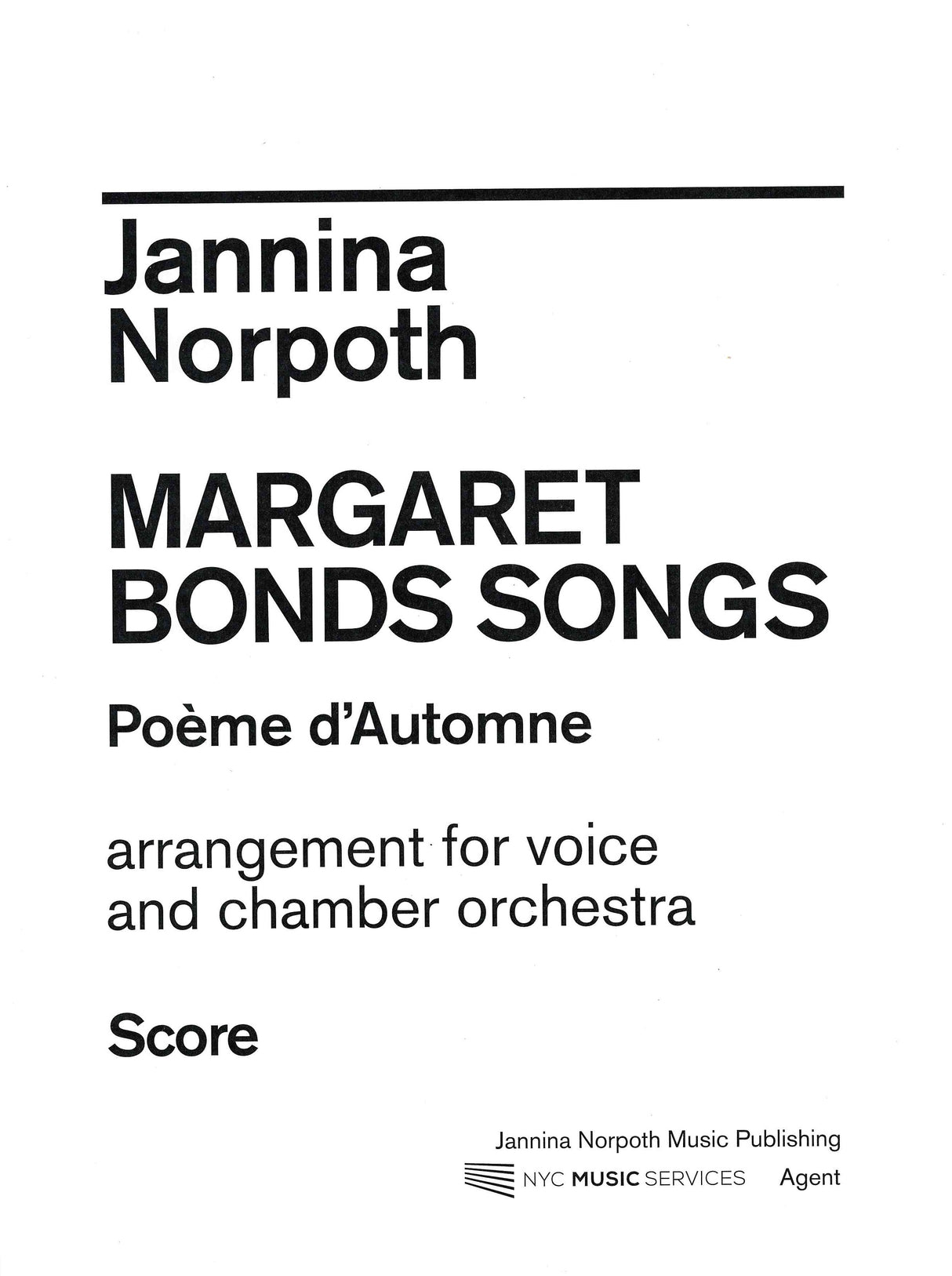 Bonds-Norpoth: Poème d'Automne (arr. for soprano & chamber orchestra)