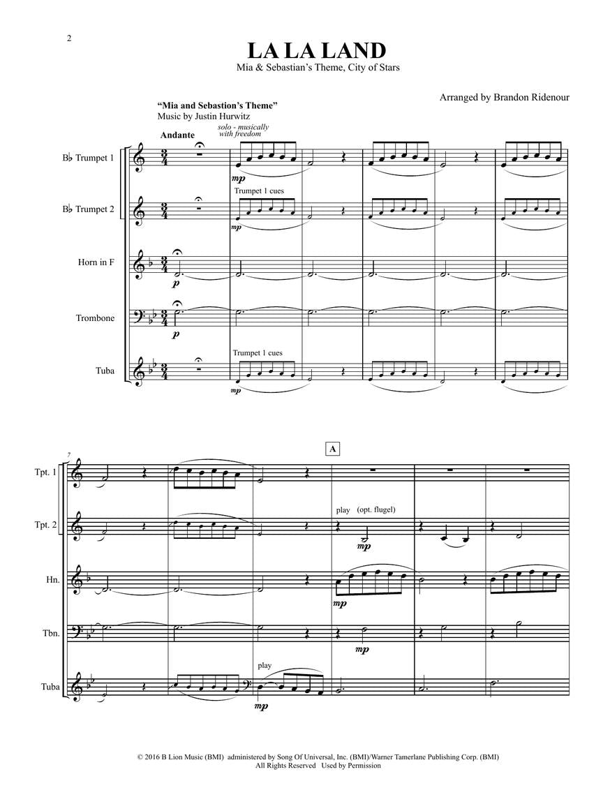 La La Land (arr. for Brass Quintet)