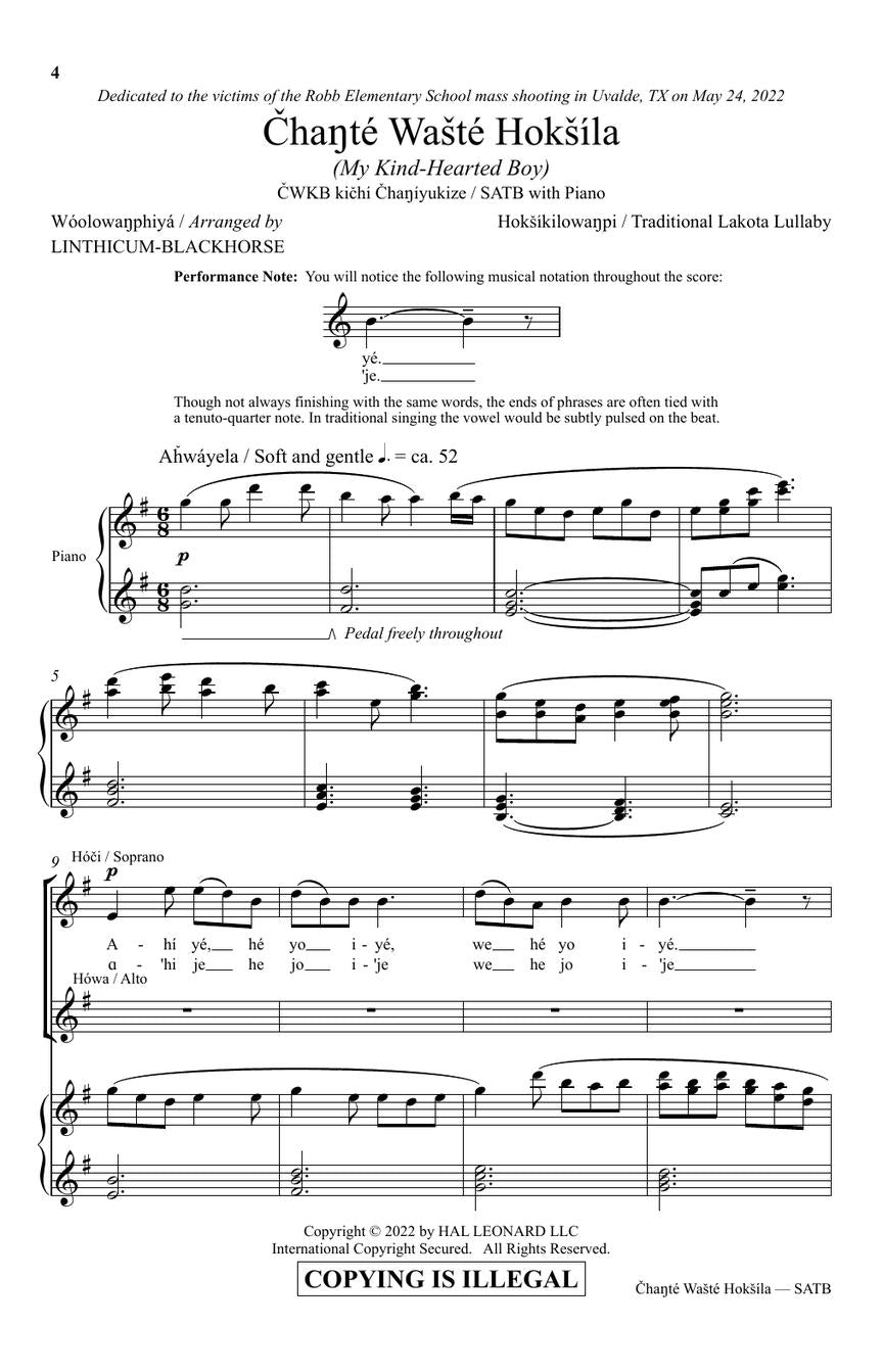 Chante Waste Hoksila (arr. for SATB Choir)