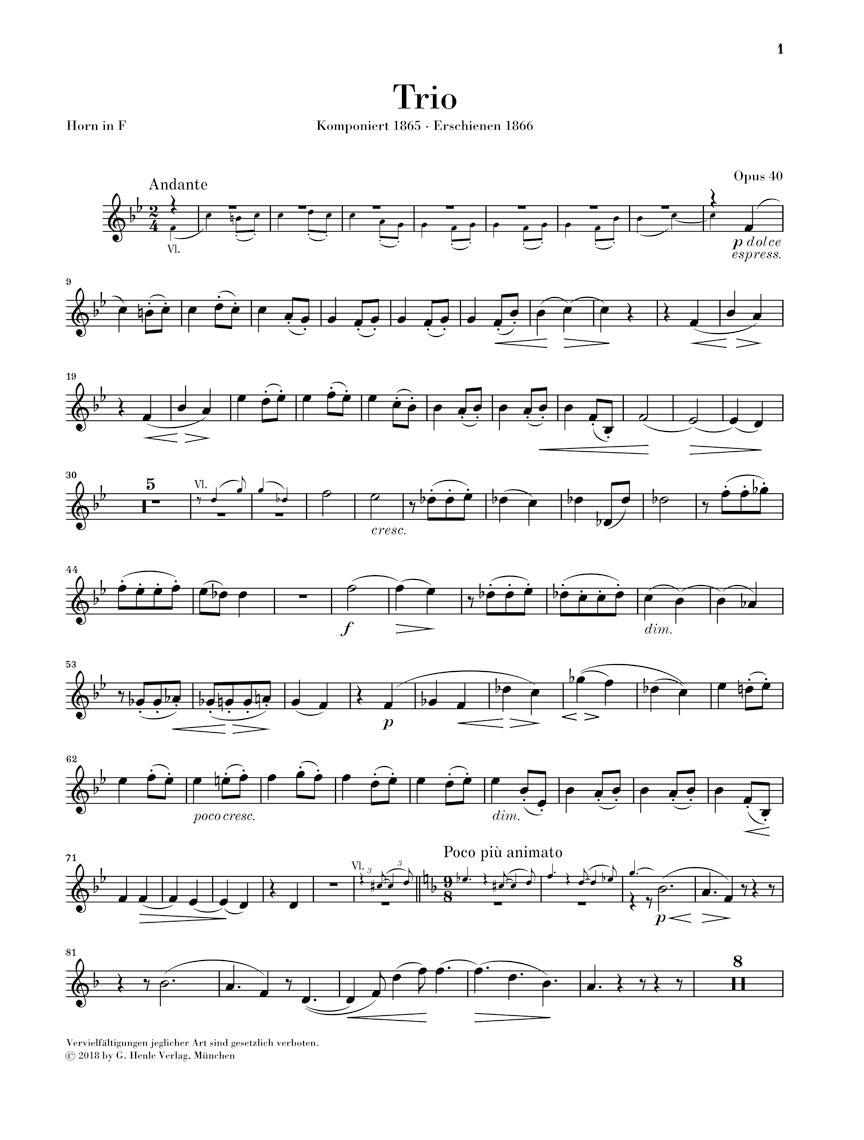 Brahms: Horn Trio in E-flat Major, Op. 40