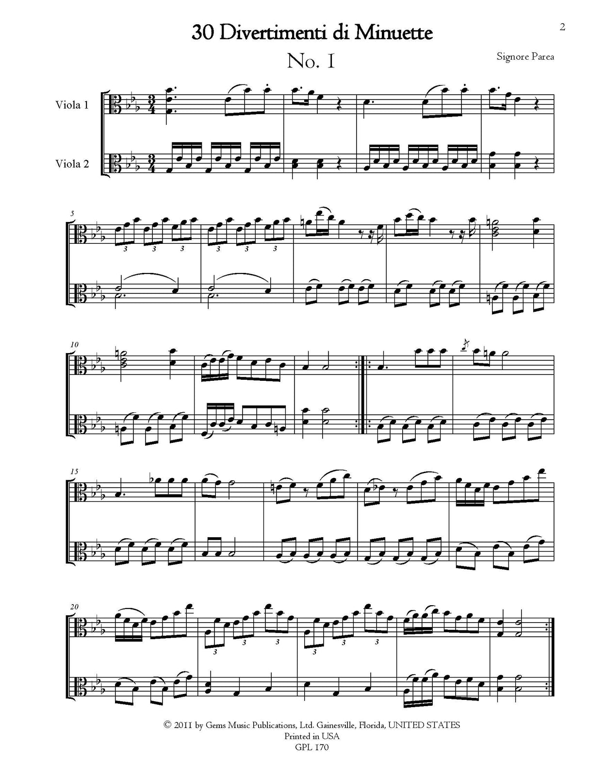 Parea: 30 Divertimenti di Minuette