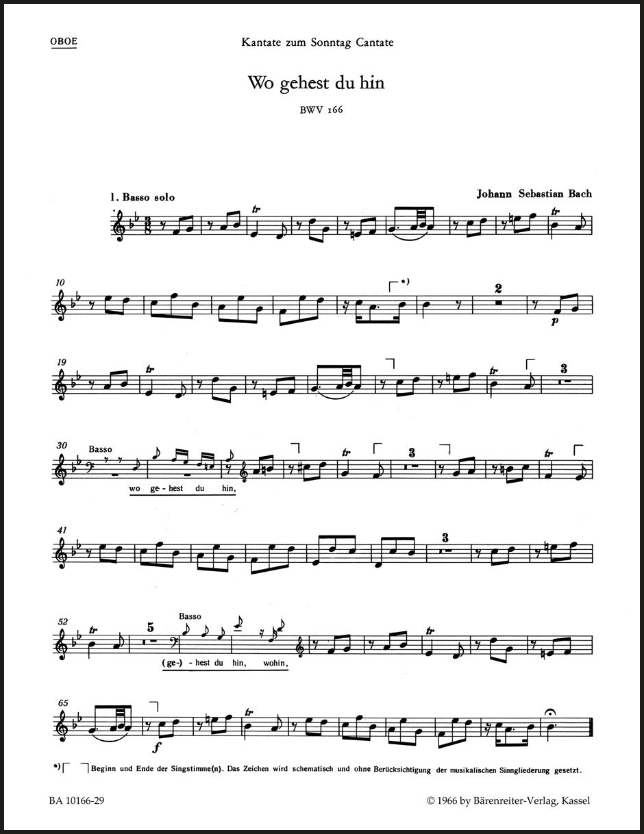 Bach: Wo gehest du hin?, BWV 166