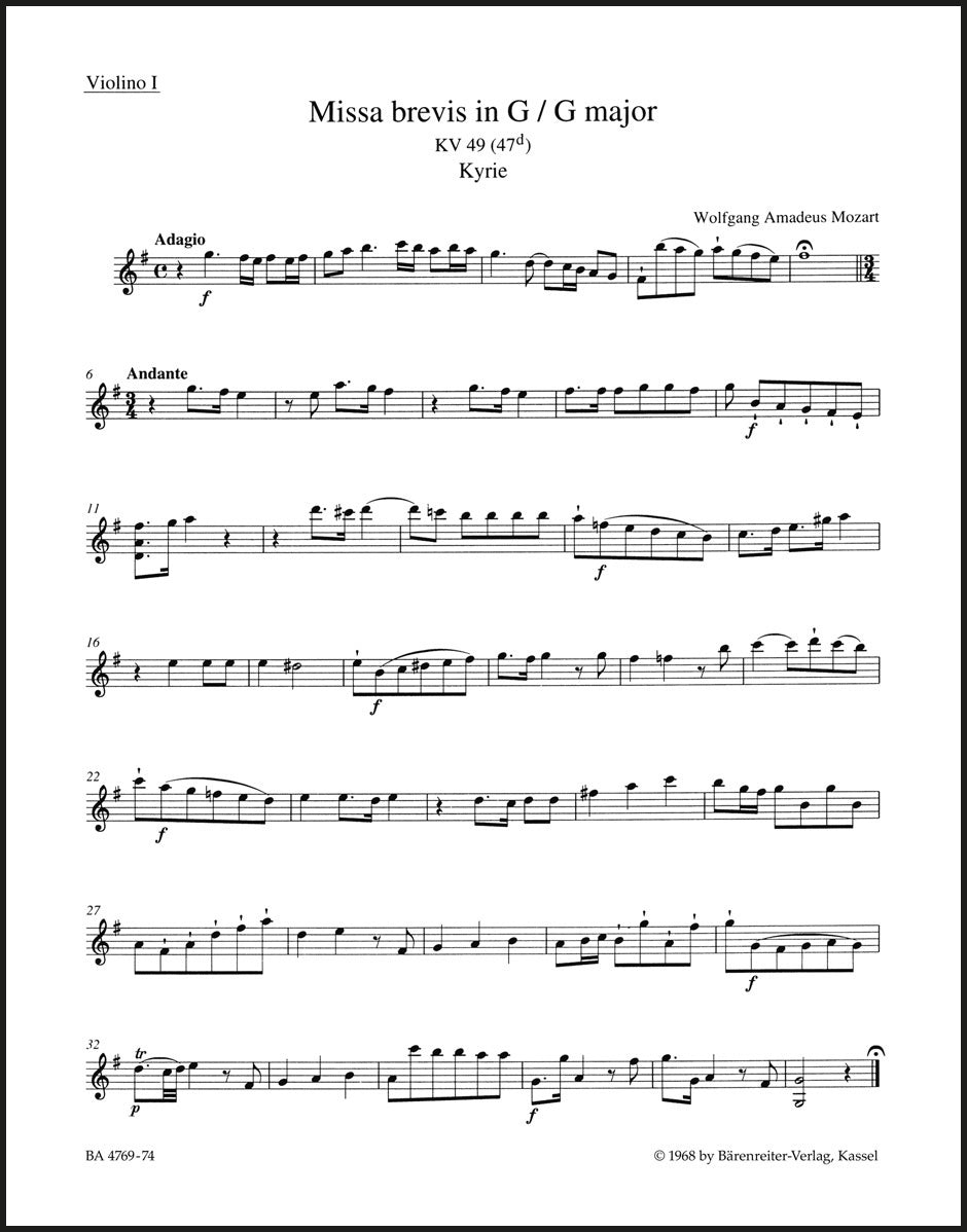 Mozart: Missa brevis in G Major, K. 49 (47d)