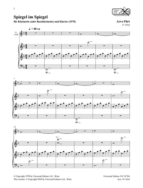 Pärt: Spiegel im Spiegel (for clarinet & piano)