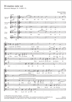 Schütz: Di marmo siete voi (You are of marble), SWV 17