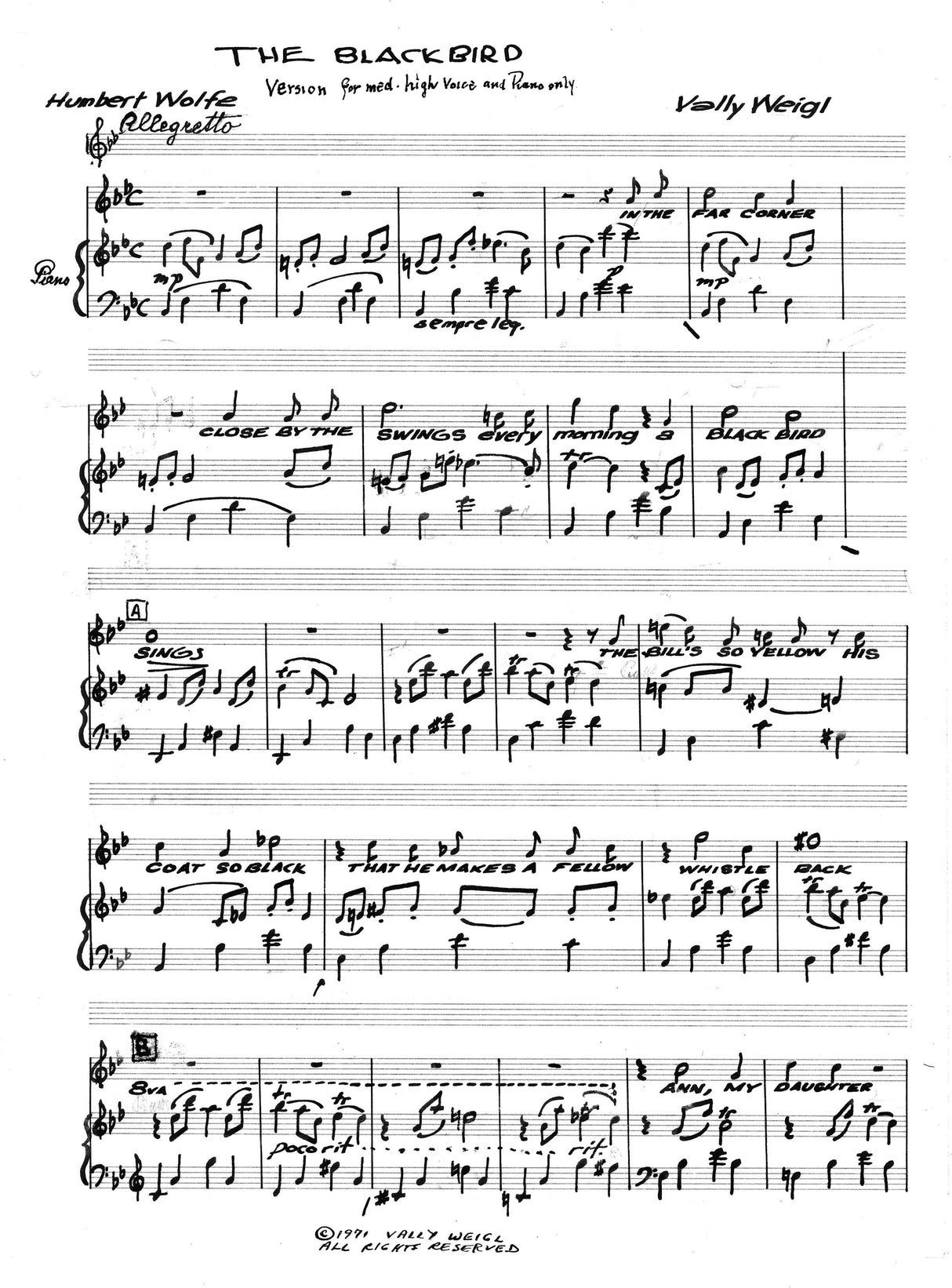 V. Weigl: The Blackbird