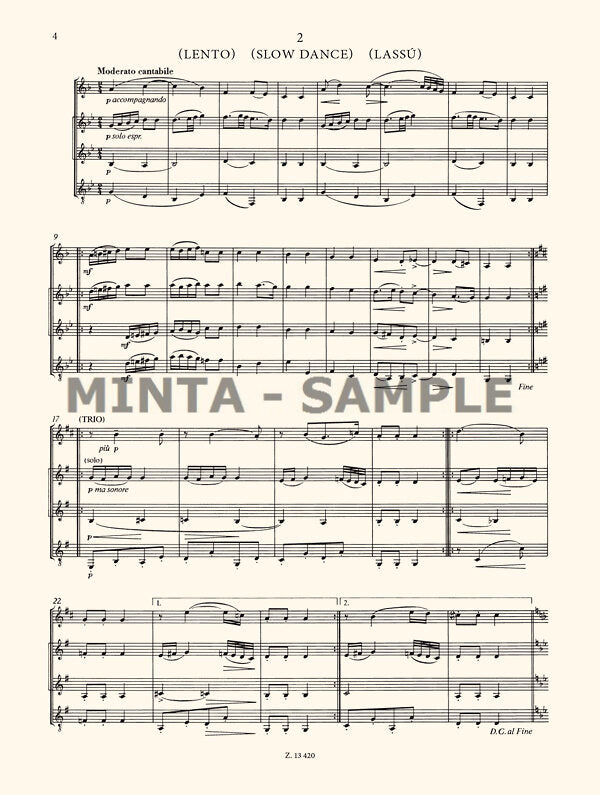 Farkas: Early Hungarian Dances from the 17th Century (arr. for clarinet quartet)