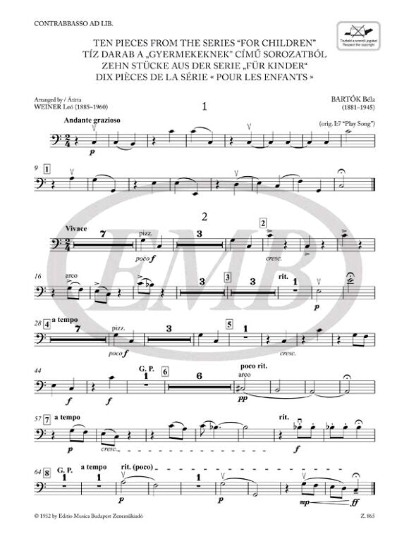 Bartók: Ten Pieces from the Series 'For Children' (arr. for string ensemble)