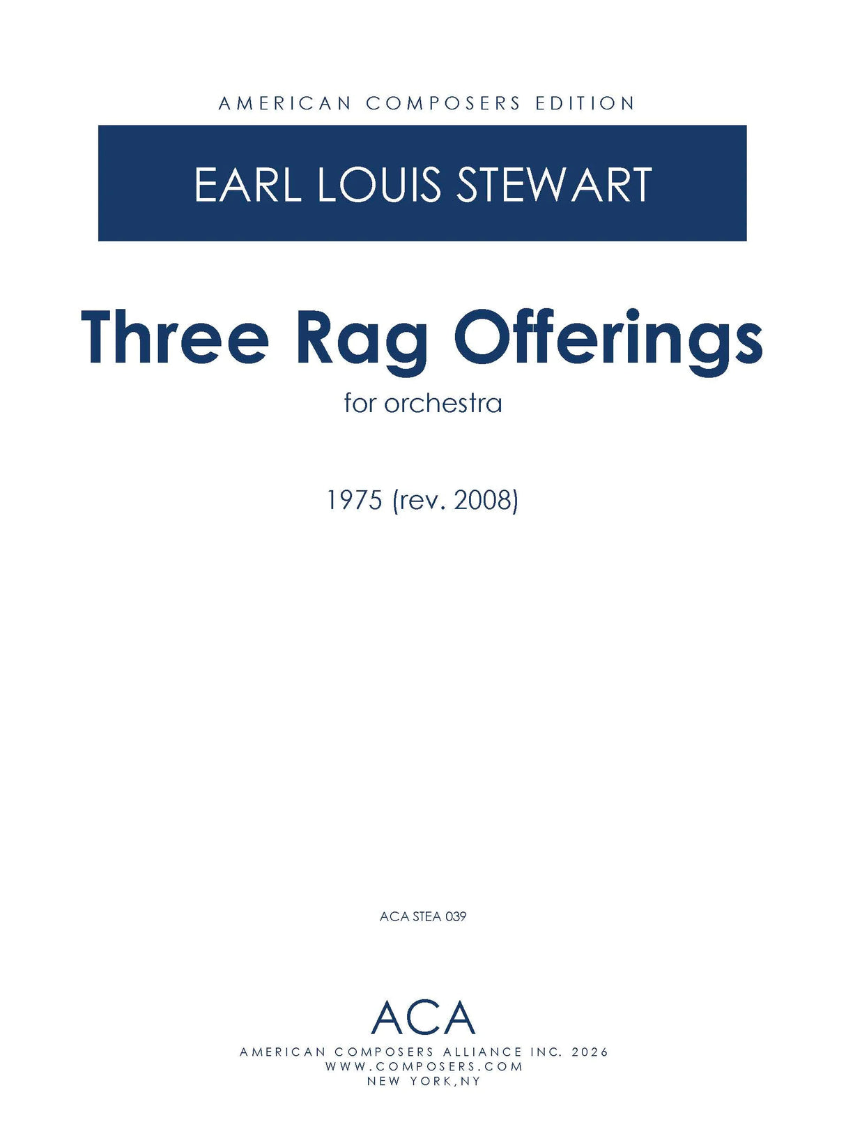 Stewart: Three Ragtime Offerings