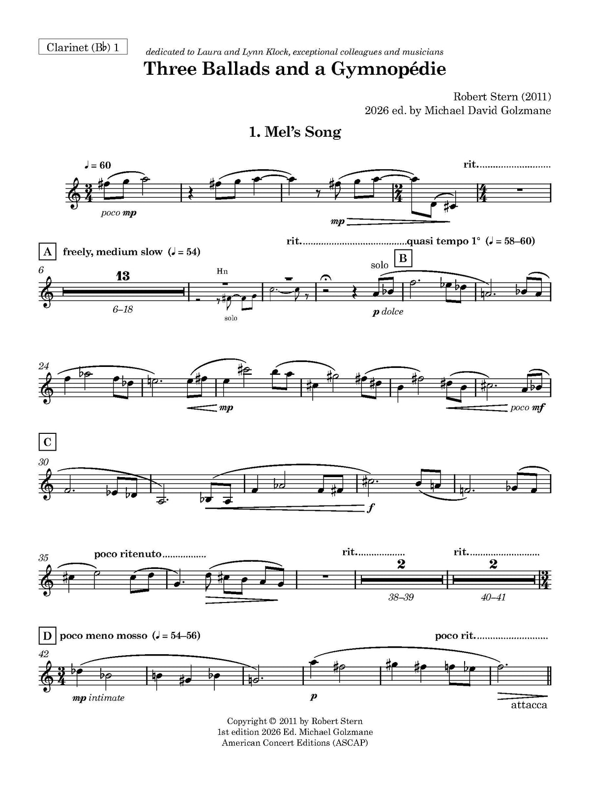 R. Stern: 3 Ballads and a Gymnopédie