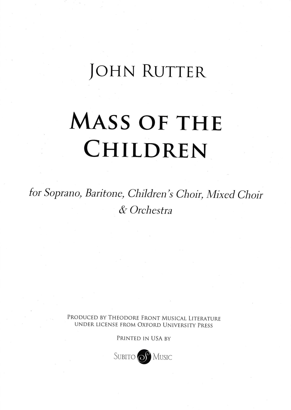 Rutter: Mass of Children