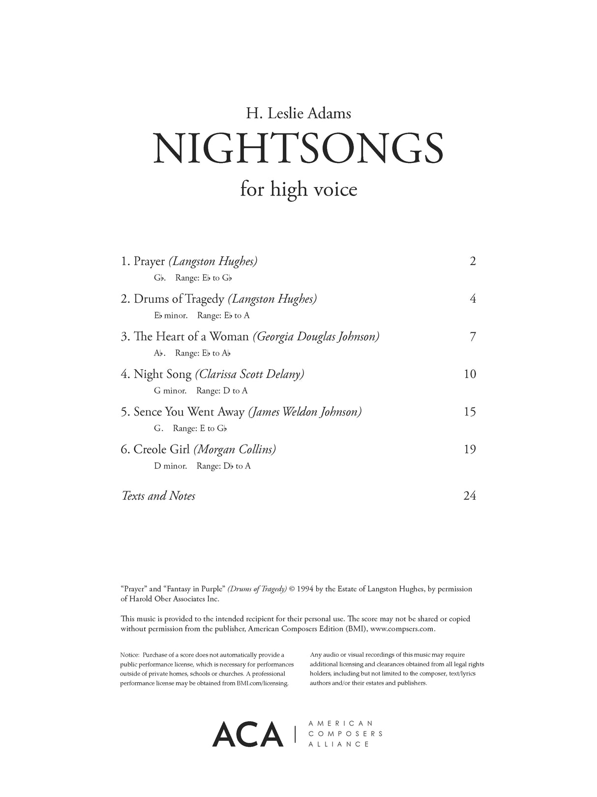 H.L. Adams: Nightsongs
