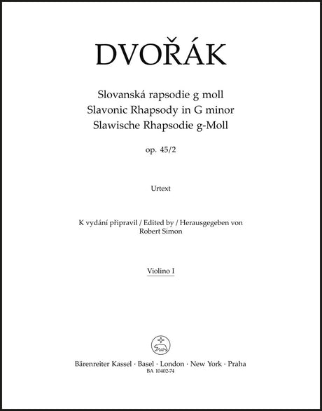 Dvořák: Slavonic Rhapsody in G Minor, B. 86, Op. 45, No. 2