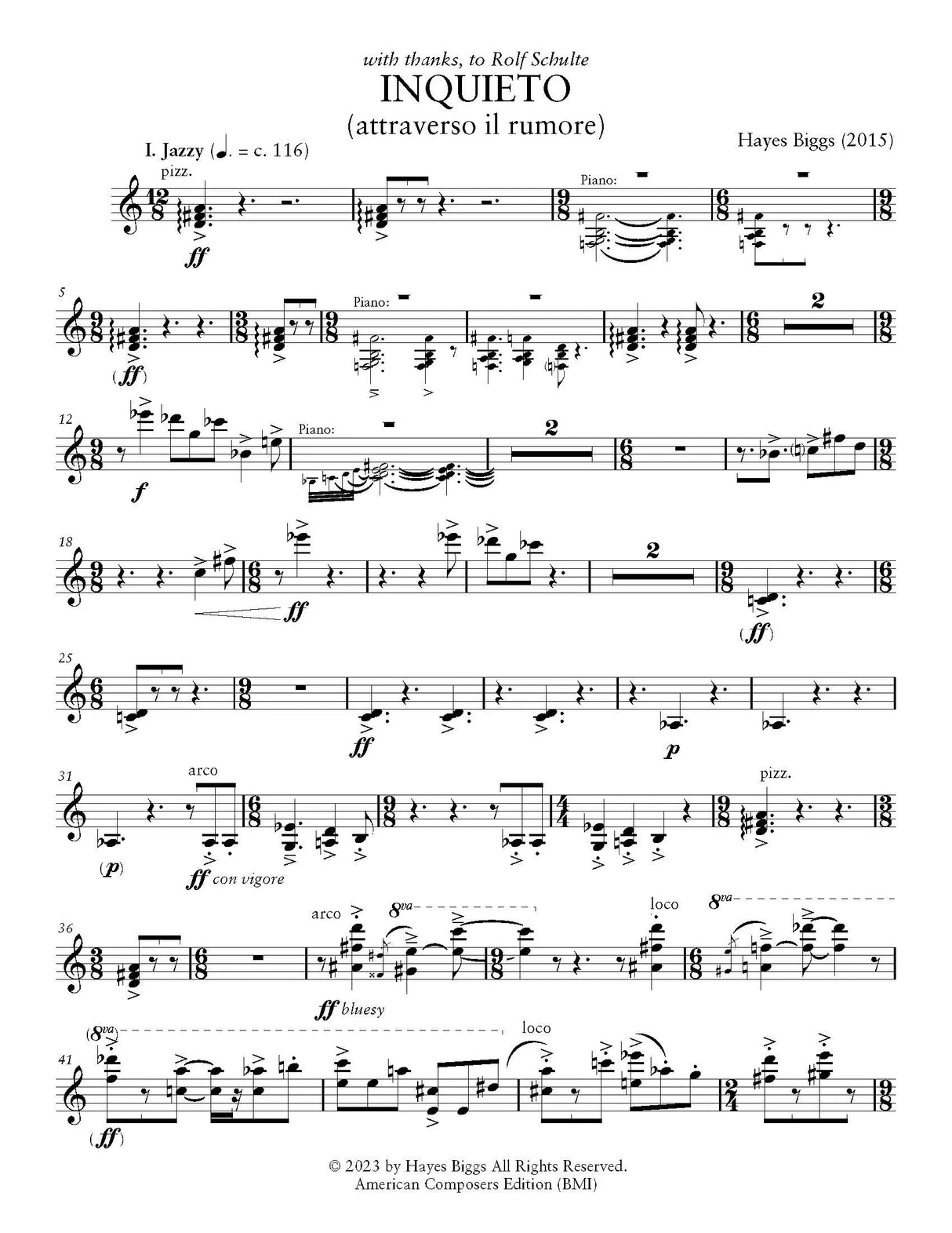 H. Biggs: Inquieto (attraverso il rumore)