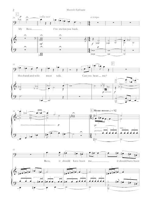 Mazzoli: Epilogue (Version for Baritone & Piano)