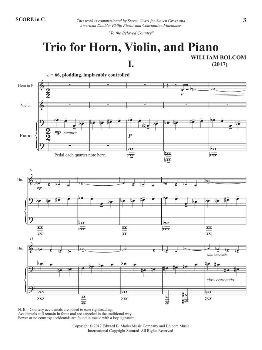 Bolcom: Horn Trio