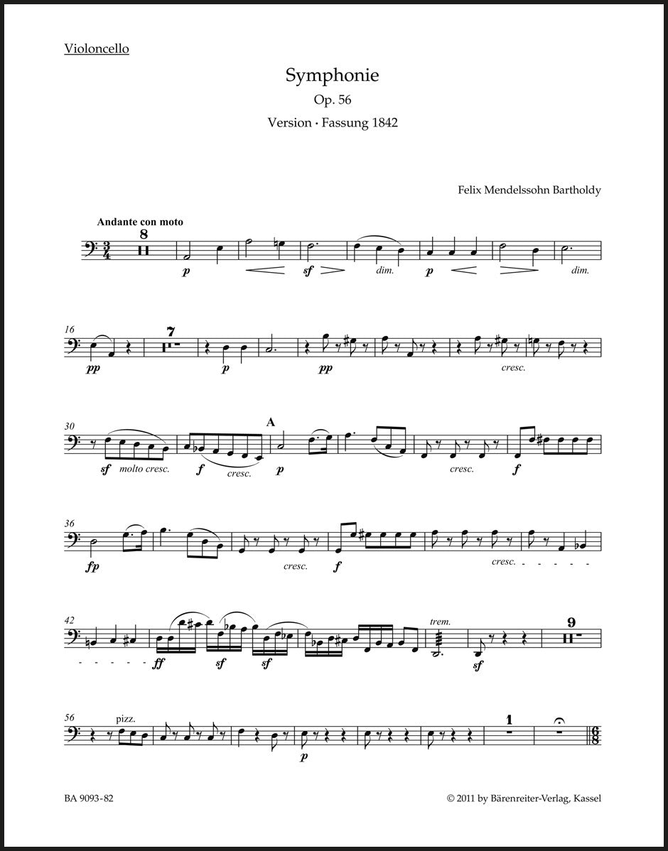 symphony出品 Mendelssohn: Symphony No. 3 in A Minor, MWV N 18, Op. 56 – Ficks Music