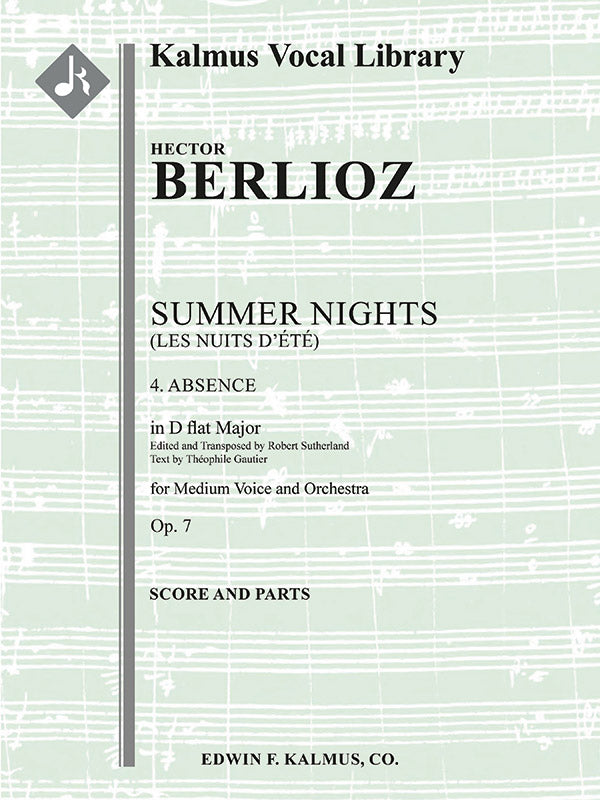 Berlioz: Absence, Op. 7, No. 4 (transposed in D-flat Major)