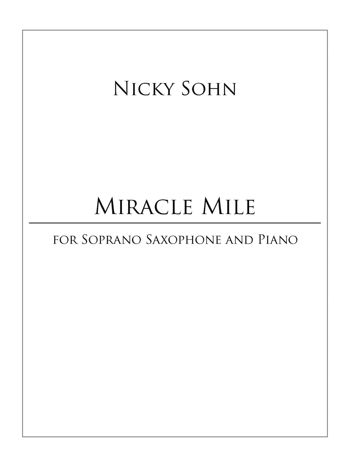 Sohn: Miracle Mile