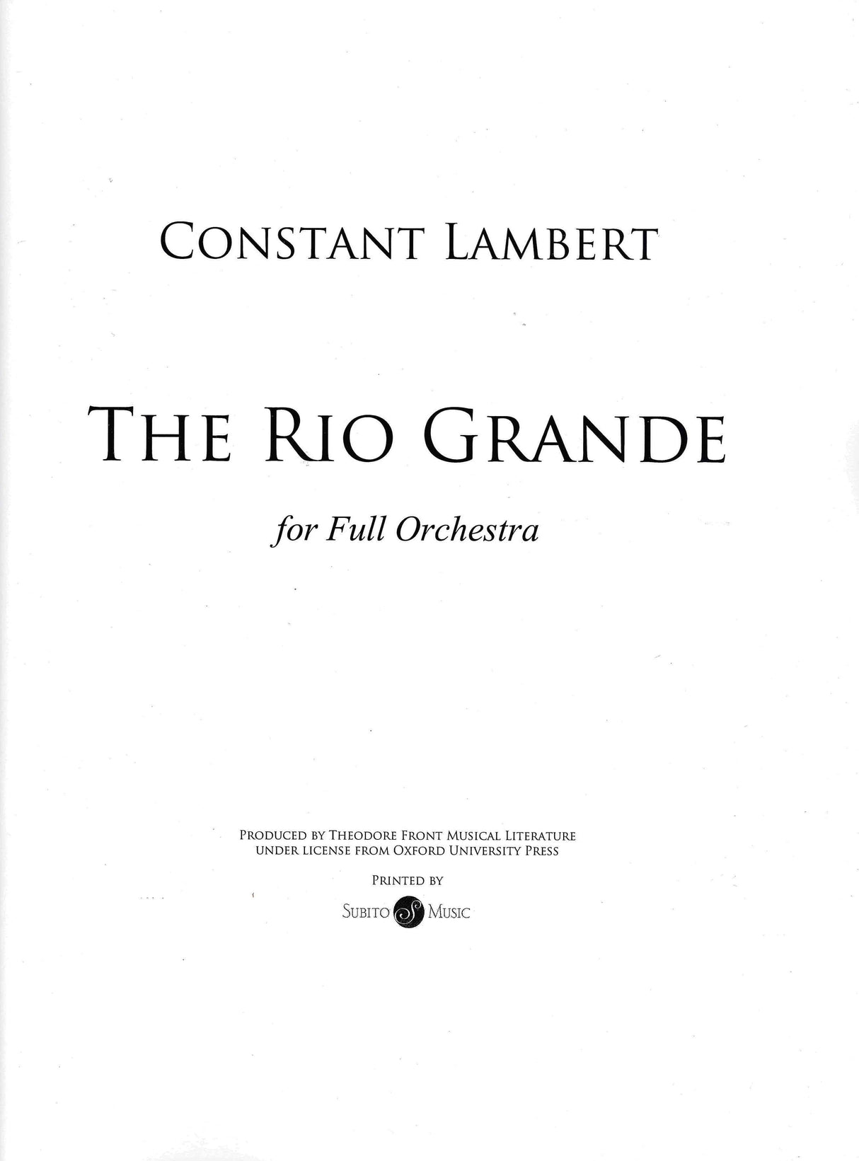 Lambert: The Rio Grande (Version for Orchestra)