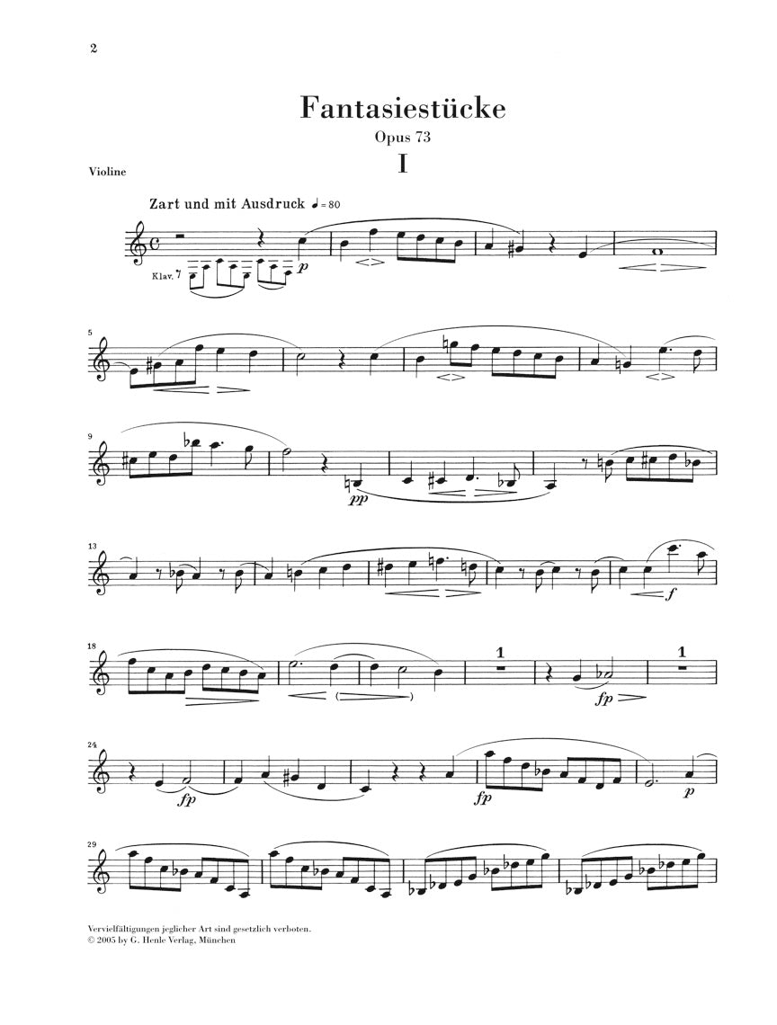 Schumann: Fantasiestücke, Op. 73 (Violin Version)