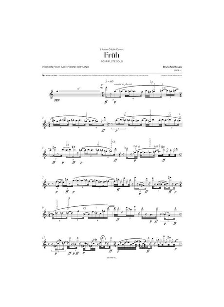 Mantovani: Früh (Version for Soprano Sax)