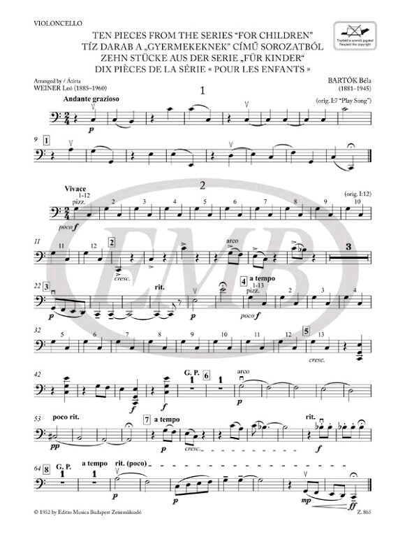 Bartók: Ten Pieces from the Series 'For Children' (arr. for string ensemble)