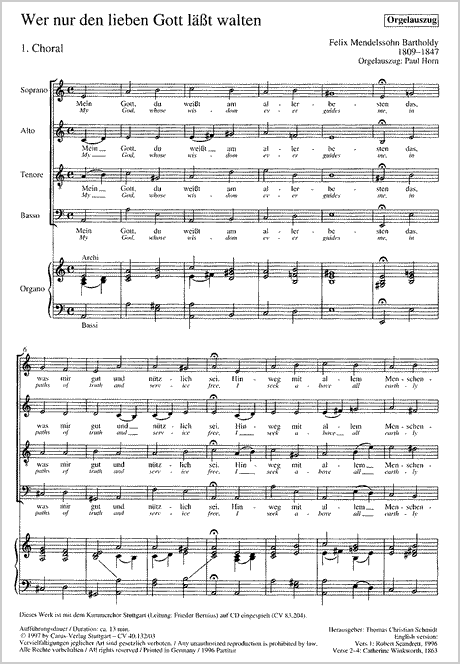Mendelssohn: Wer nur den lieben Gott läßt walten, MWV A 7