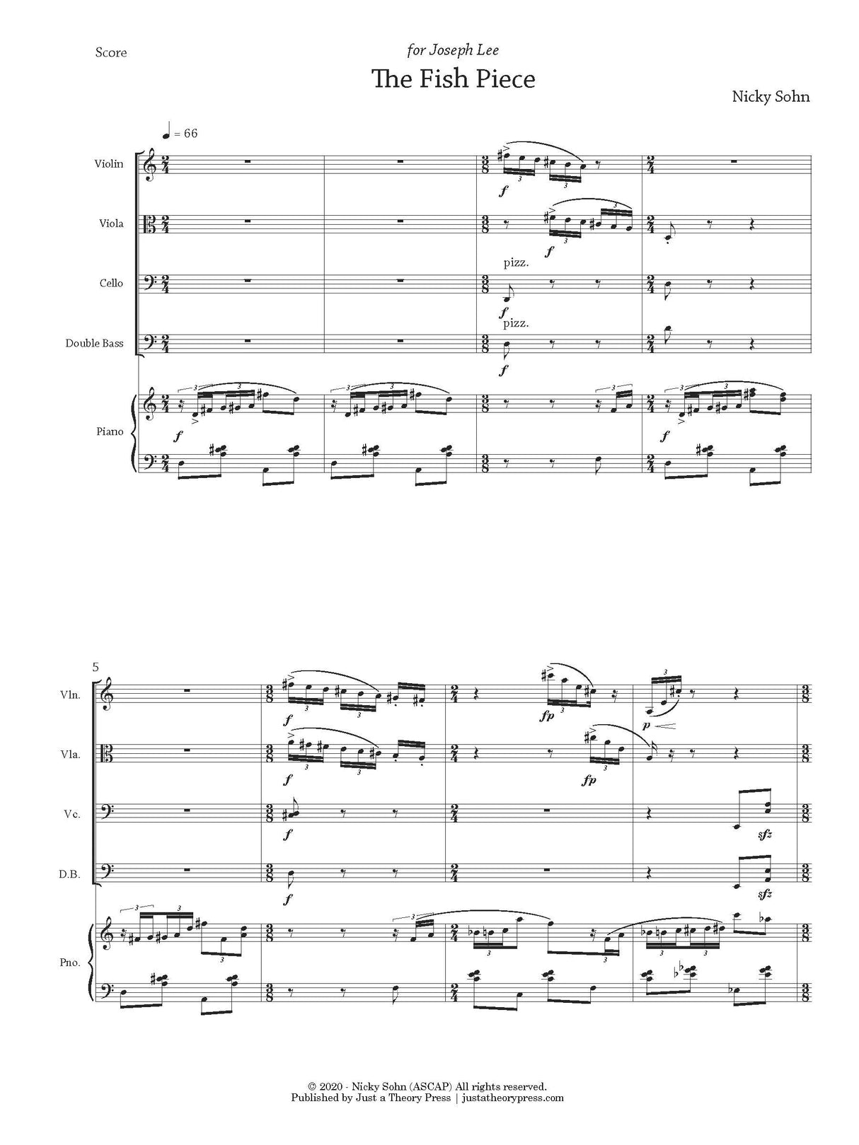 Sohn: The Fish Piece (Version for Piano Quintet)