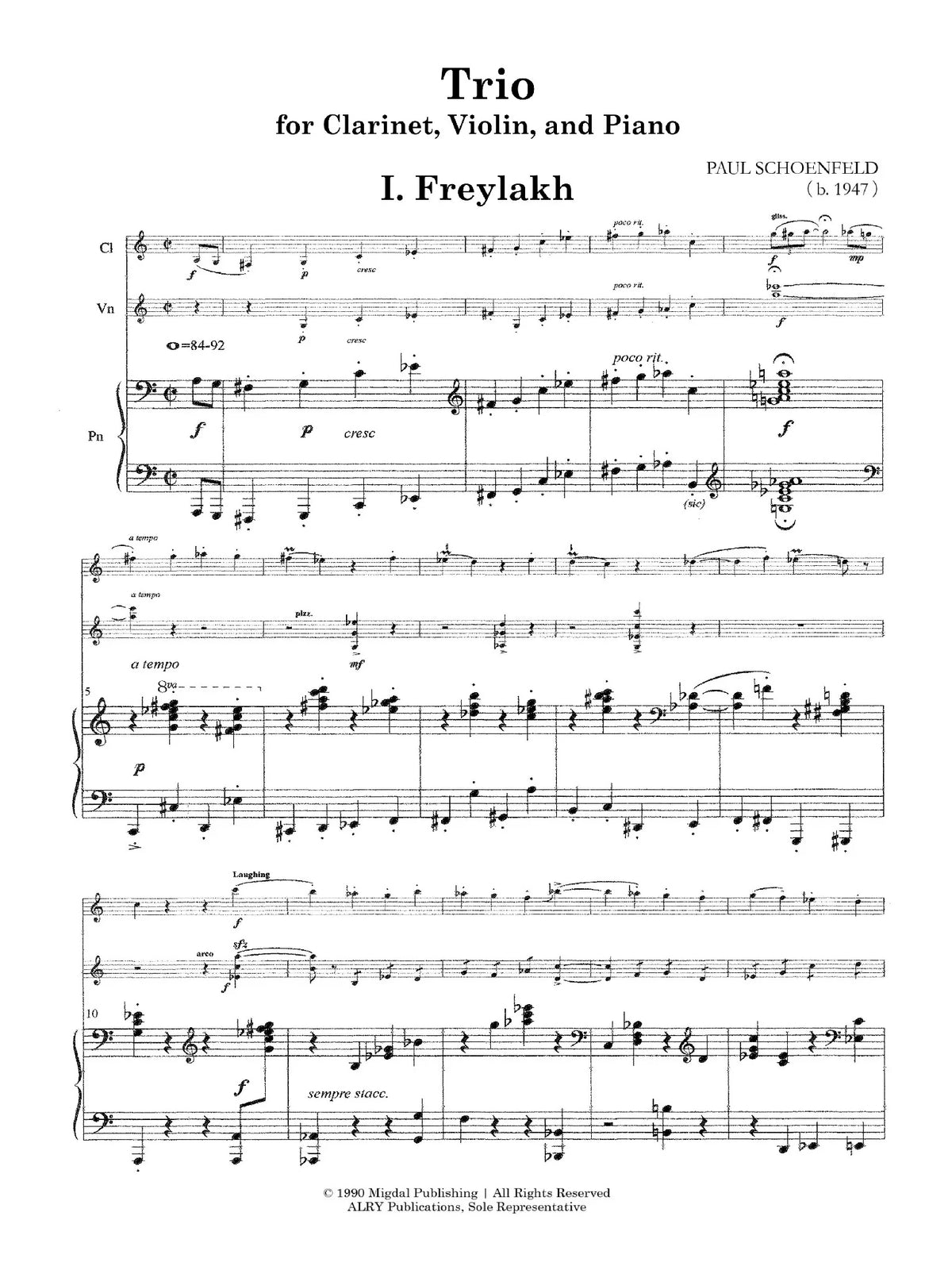 Schoenfeld: Trio for Clarinet, Violin and Piano