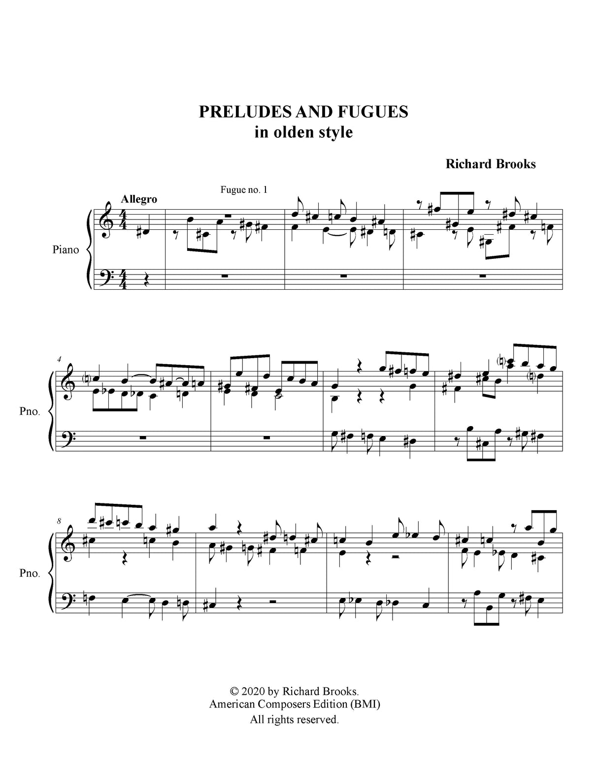Brooks: Preludes and Fugues in Olden Style