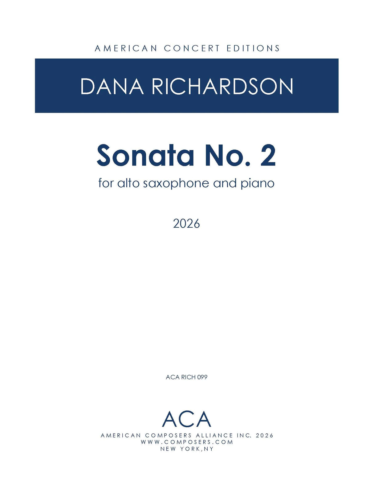 D. Richardson: Alto Saxophone Sonata No. 2