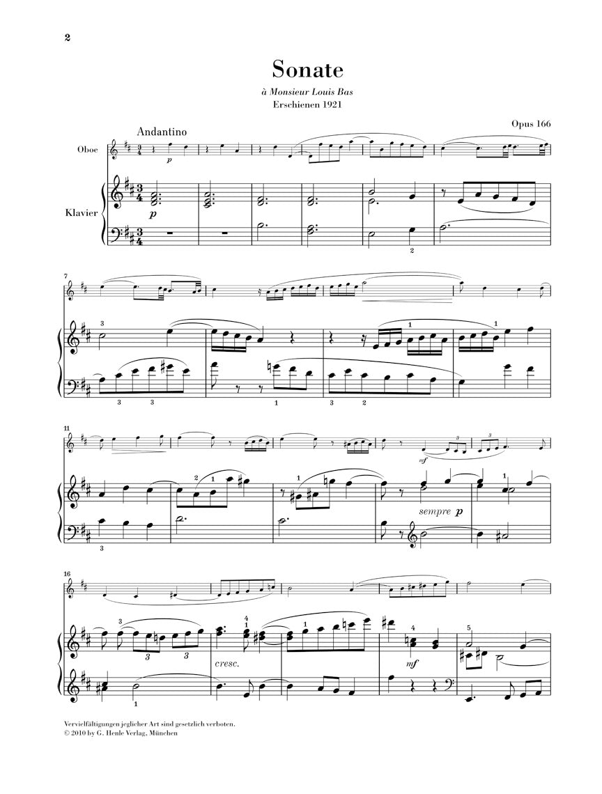 Saint-Saëns: Oboe Sonata, Op. 166 – Ficks Music