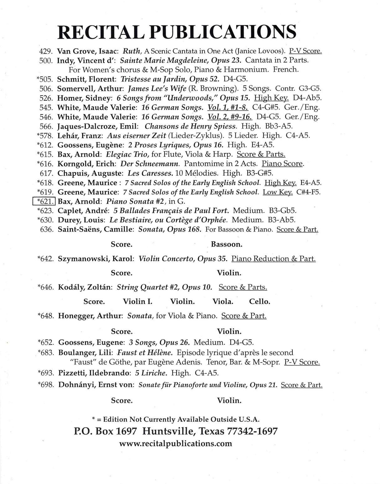 Bax: Piano Sonata No. 2