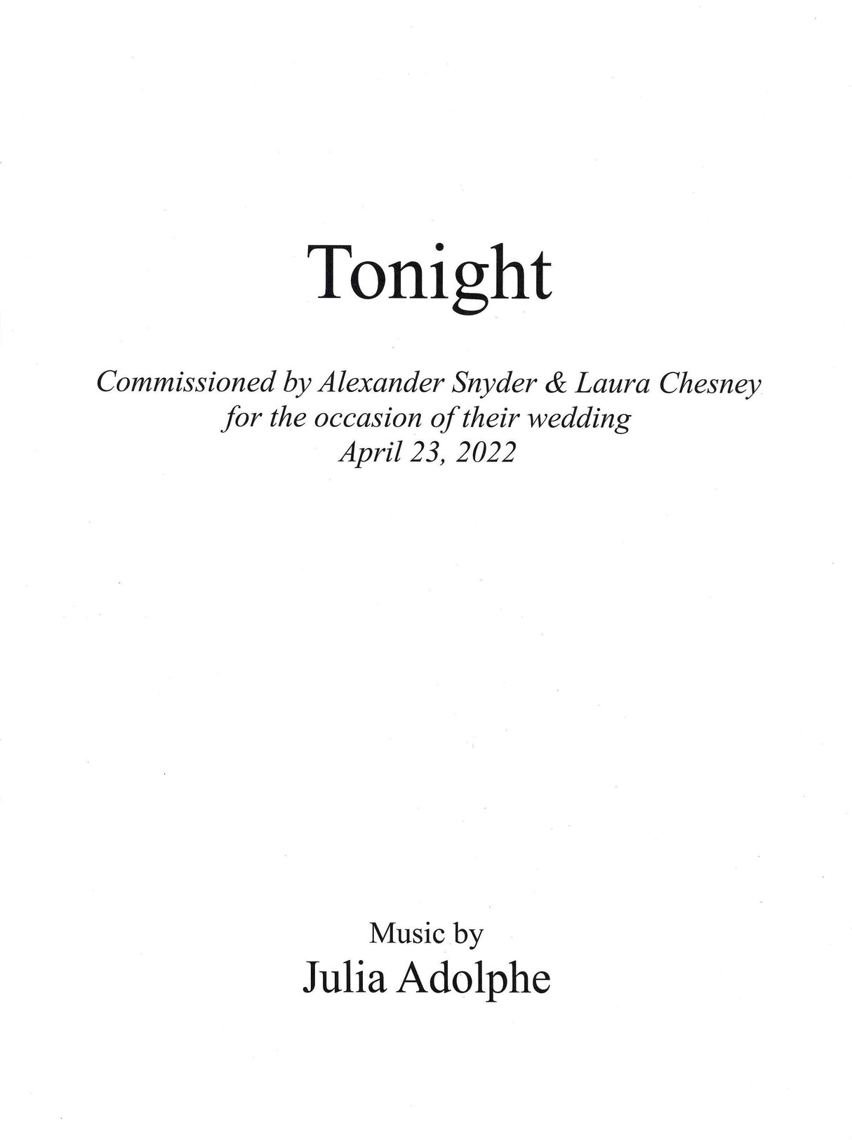 J. Adolphe: Tonight