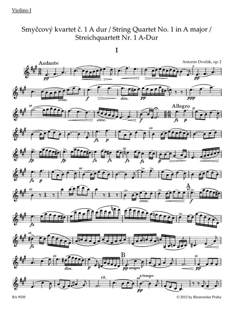 Dvořák: String Quartet No. 1 in A Major, Op. 2