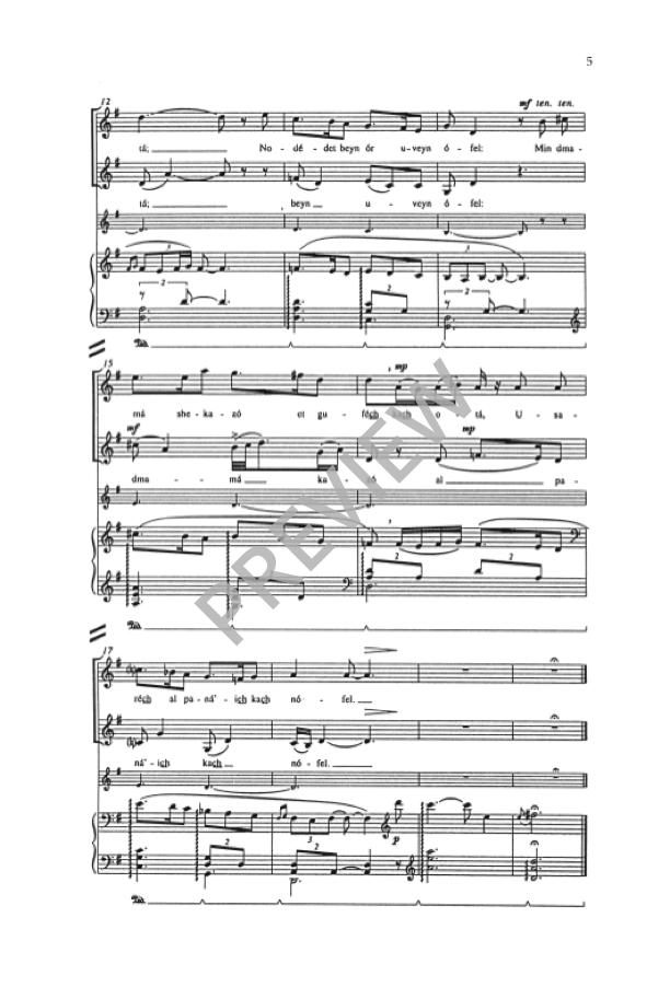 Whitacre: 5 Hebrew Love Songs (Version for SA Choir)