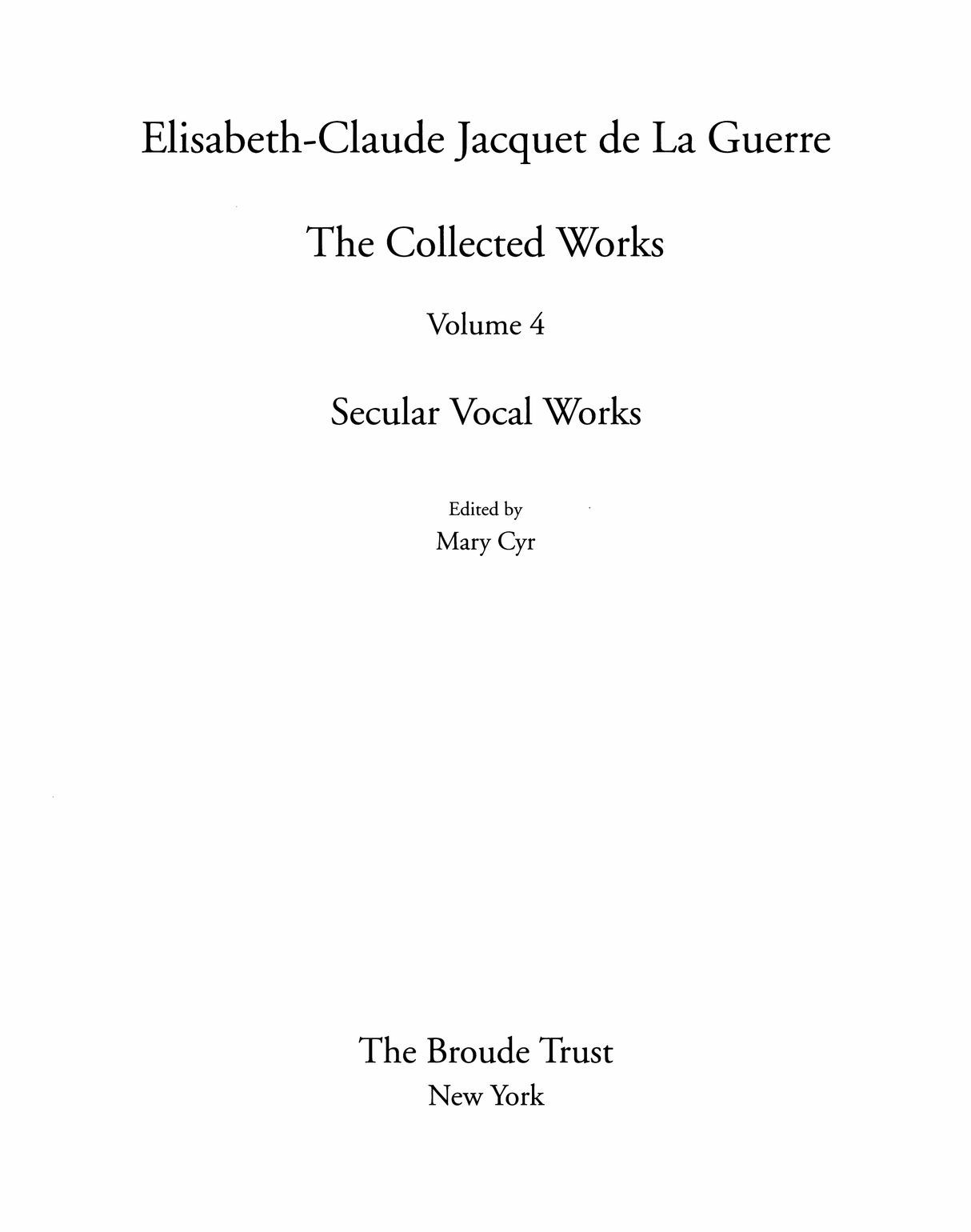 Jacquet de La Guerre: Secular Vocal Works