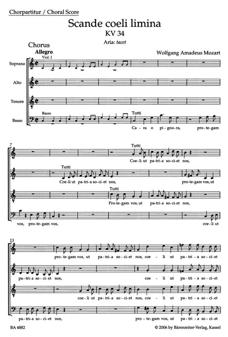 Mozart: Scande coeli limina, K. 34