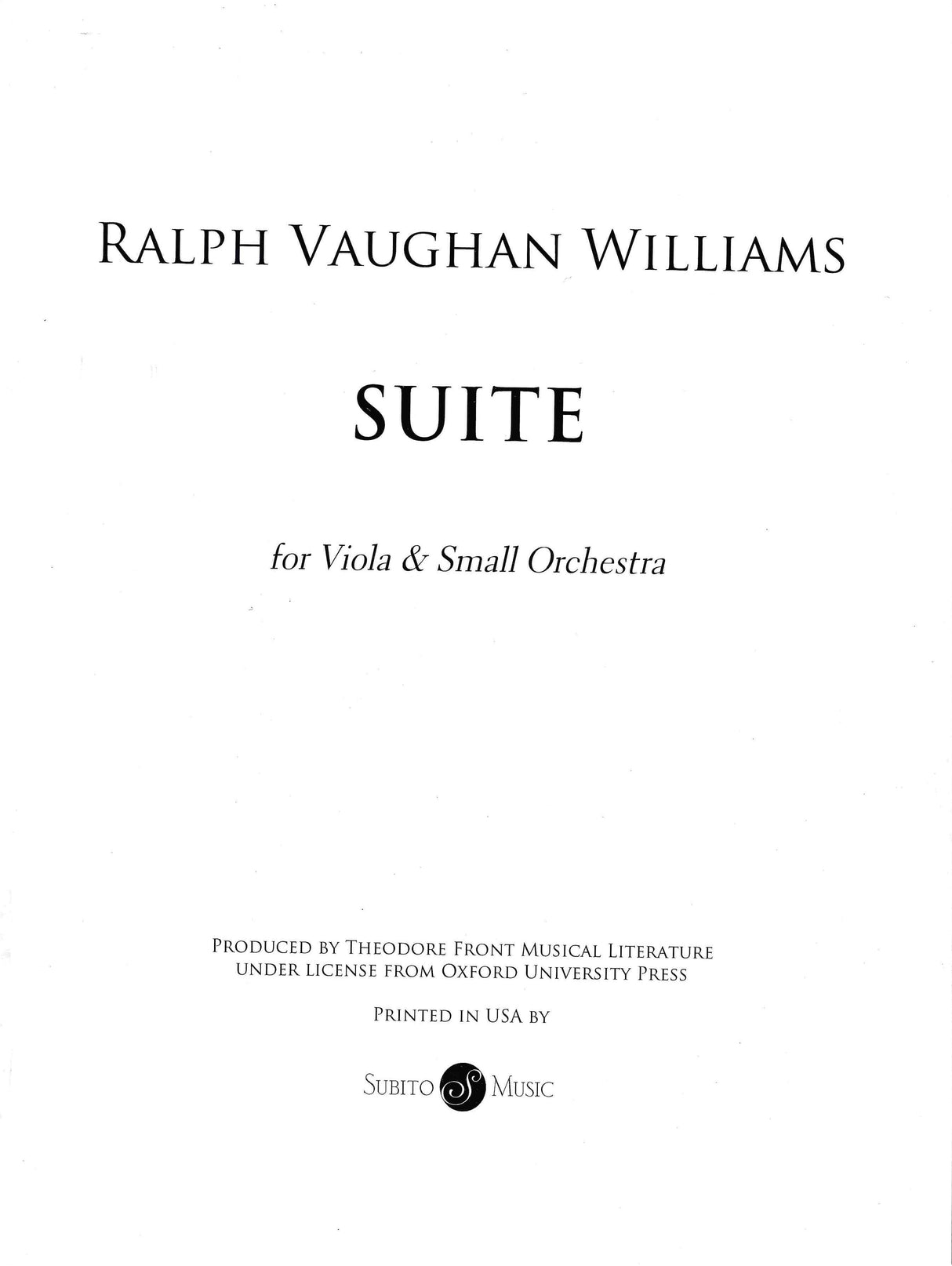 Vaughan Williams: Suite for Viola