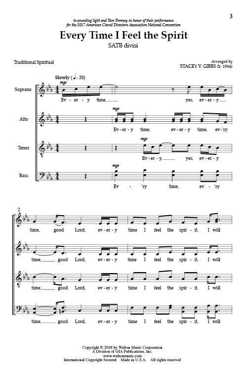 Every Time I Feel the Spirit (arr. for SATB choir)