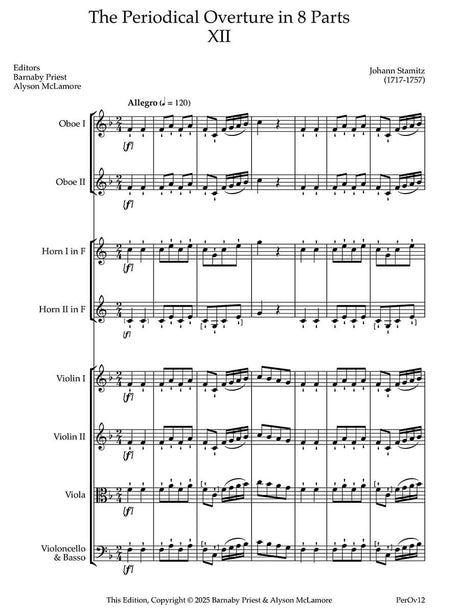 Stamitz: The Periodical Overture in 8 Parts No. 12