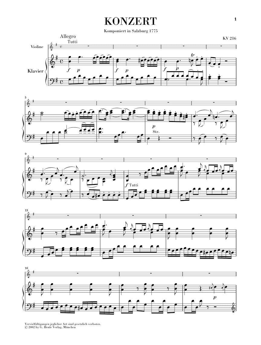 Mozart: Violin Concerto No. 3 in G Major, K. 216 – Ficks Music