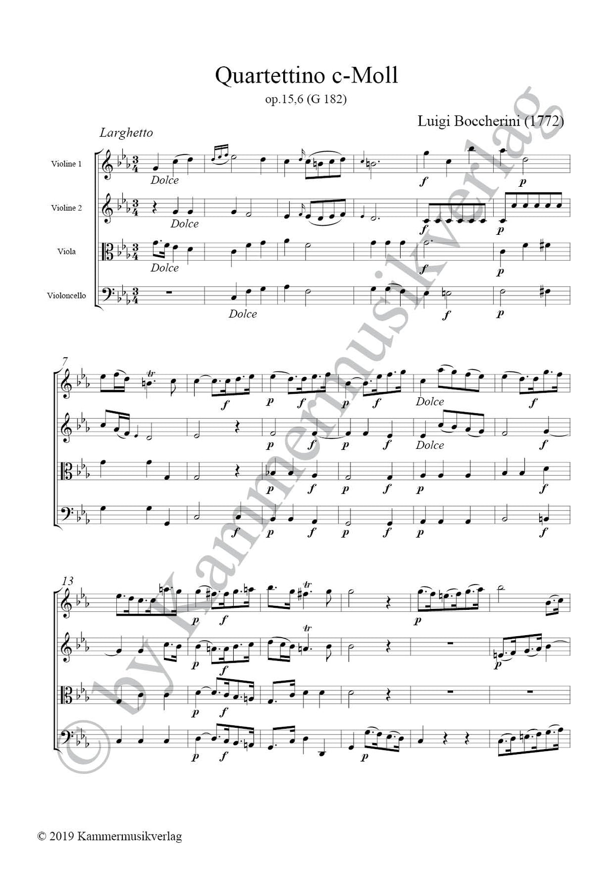 Boccherini: String Quartet in C Minor, G 182, Op. 15, No. 6