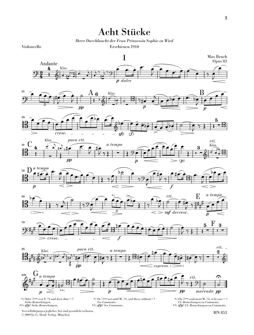 Sheet music composed by Max Bruch (1838-1920) – Ficks Music