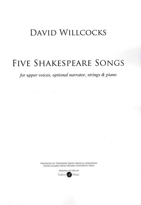 Willcocks: 5 Shakespeare Songs