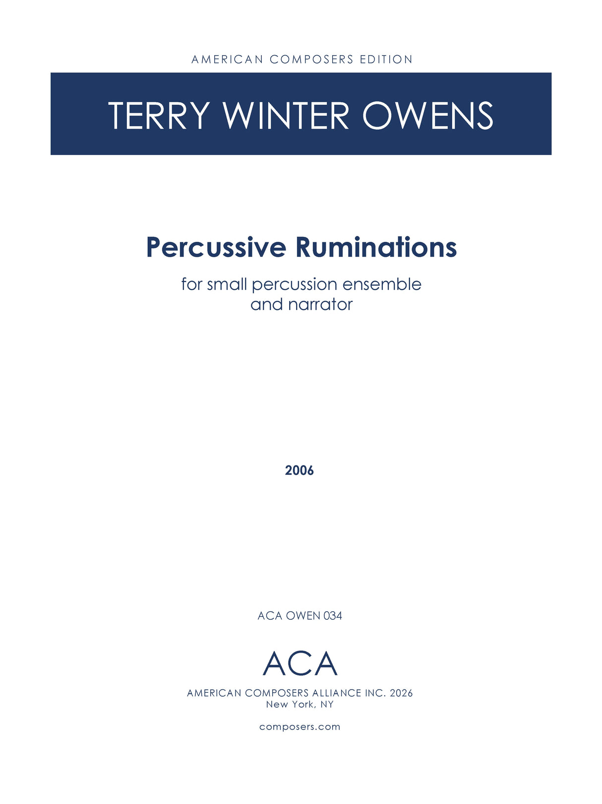 T.W. Owens: Percussive Ruminations