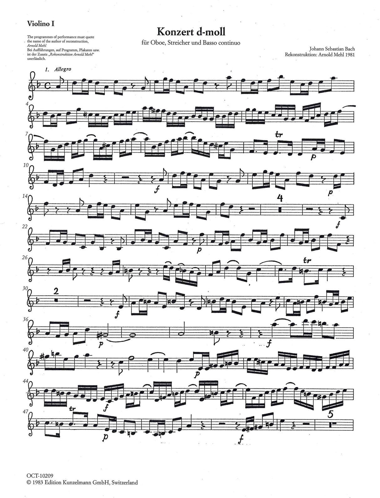 Bach: Oboe Concerto in D Minor, BWV 1059R