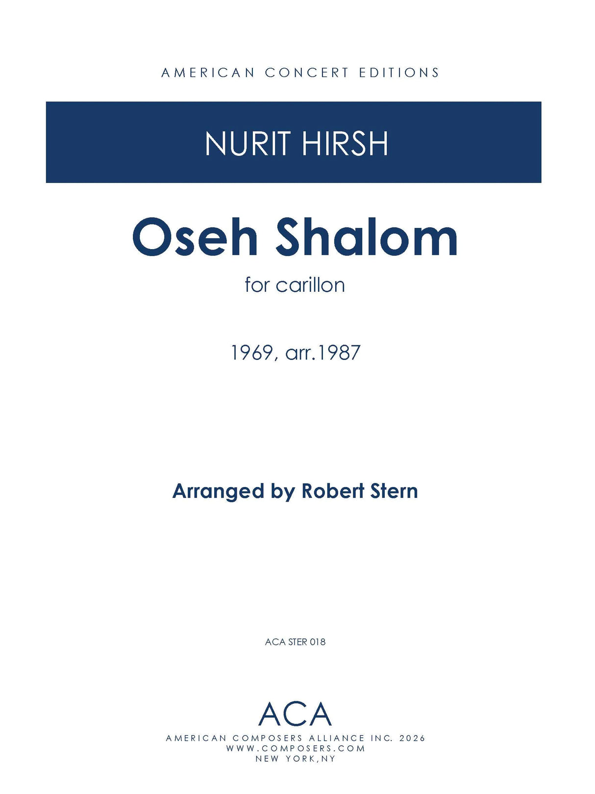Hirsh: Oseh Shalom (arr. for carillon)